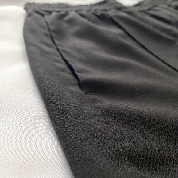 FRANK AND OAK BLACK WOOL BLEND ALICE STRAIGHT ELASTIC WAIST PULL ON PANTS - 6 - Picture 6 of 8